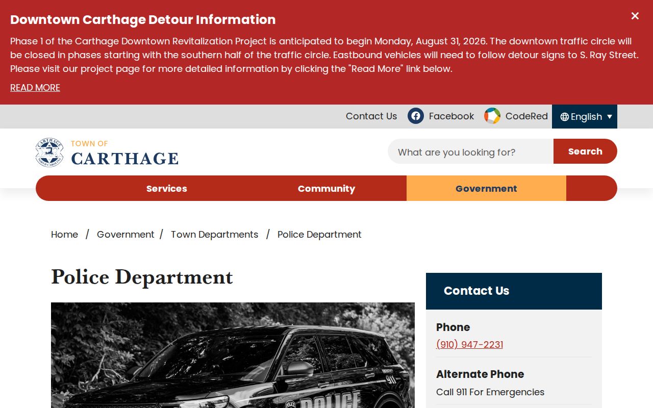 Carthage Police Department official records and contact page